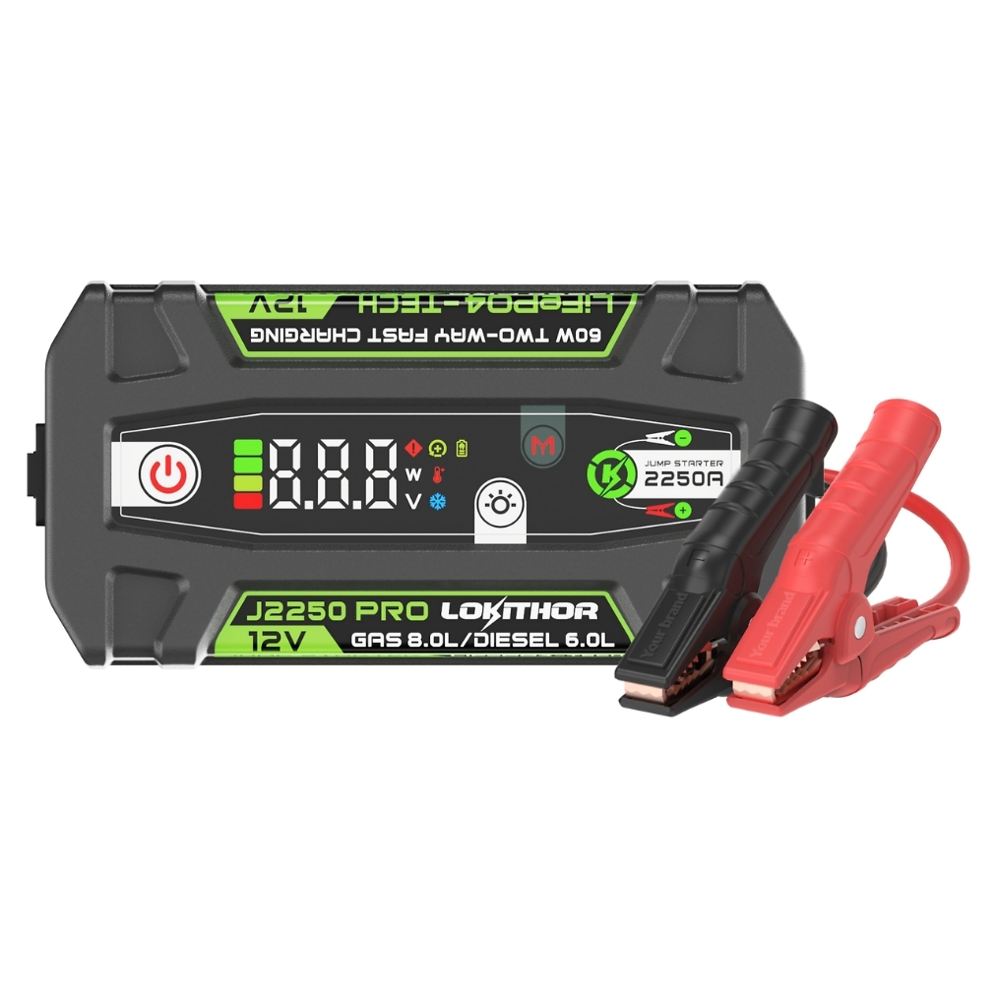 Lokithor - 3 in 1, 2,250 amp Jump Starter, Battery Bank, Flashlight,  w/Connect Max,  LiFePo Battery, Model# J2250 PRO